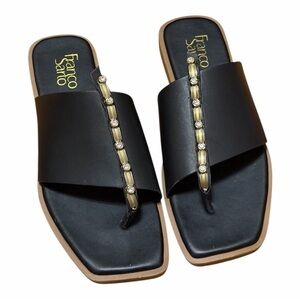 Franco Sarto Black Sandals with Gold Accents